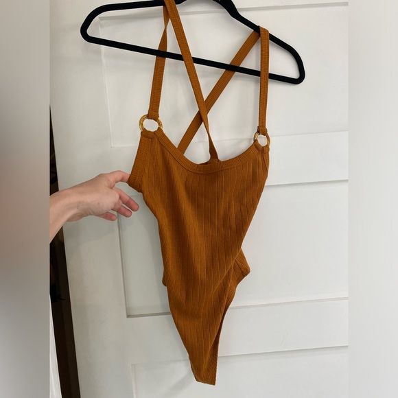 PRIVACY PLEASE Bodysuit Size Small Brown - Picture 1 of 4